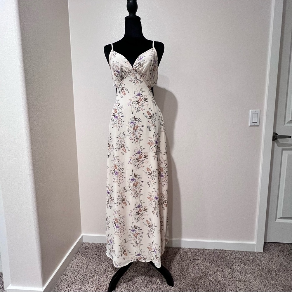 Forever 21 Floral Maxi Dress - Cream and Purple